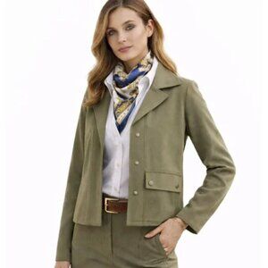 NWT Bernardo Green Cropped Utility Jacket Snaps Flap Pocket Spring Lightweight